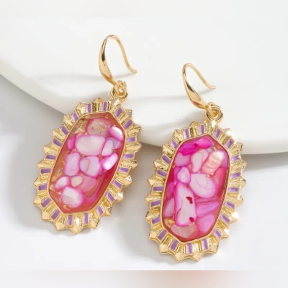 2 For $20! Gold and Pink Dangle Earrings New! - Picture 1 of 1